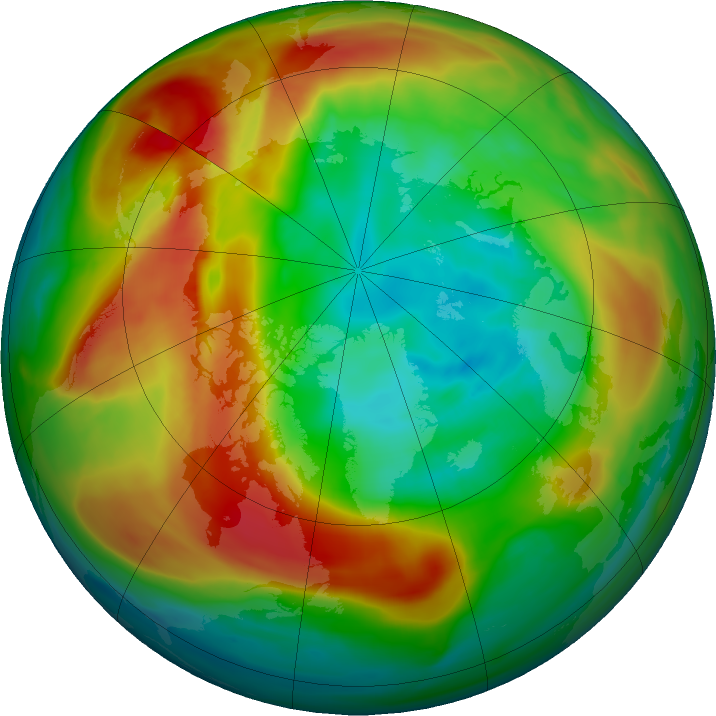 Arctic ozone map for 13 February 2020